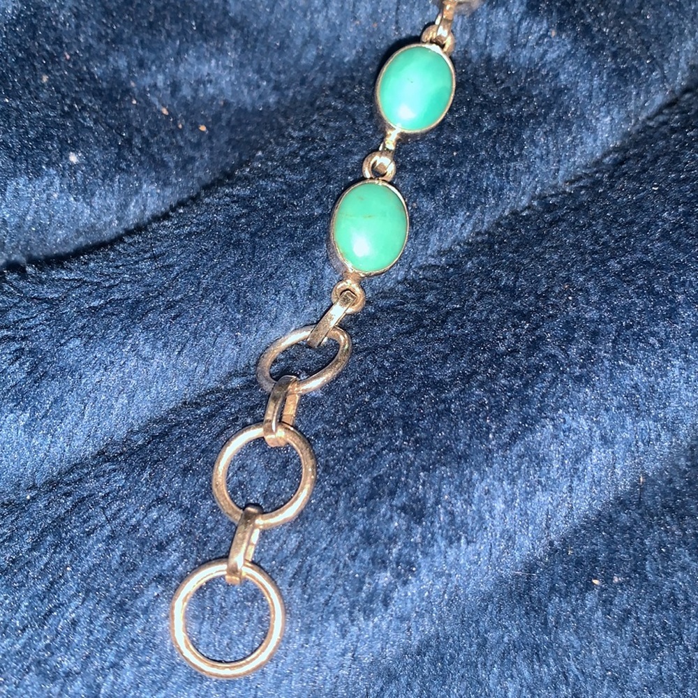 925 Turquoise Circular Panel Toggle Bracelet Adju… - image 4